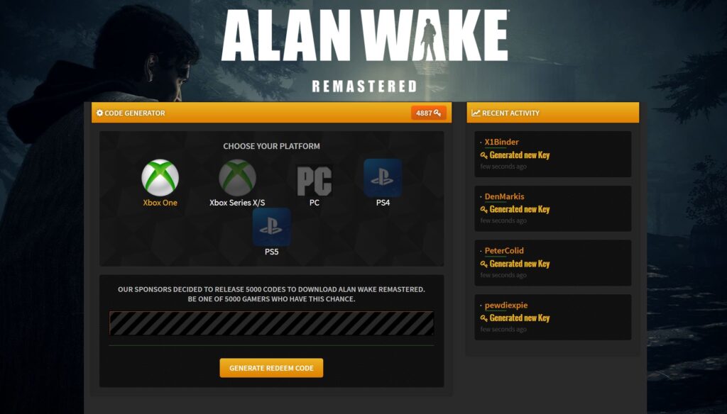 Alan Wake Remastered Redeem Code
