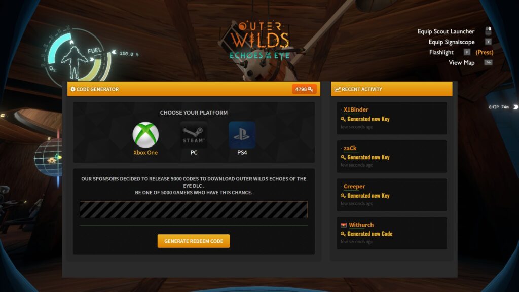 Outer Wilds Echoes of the Eye DLC Code